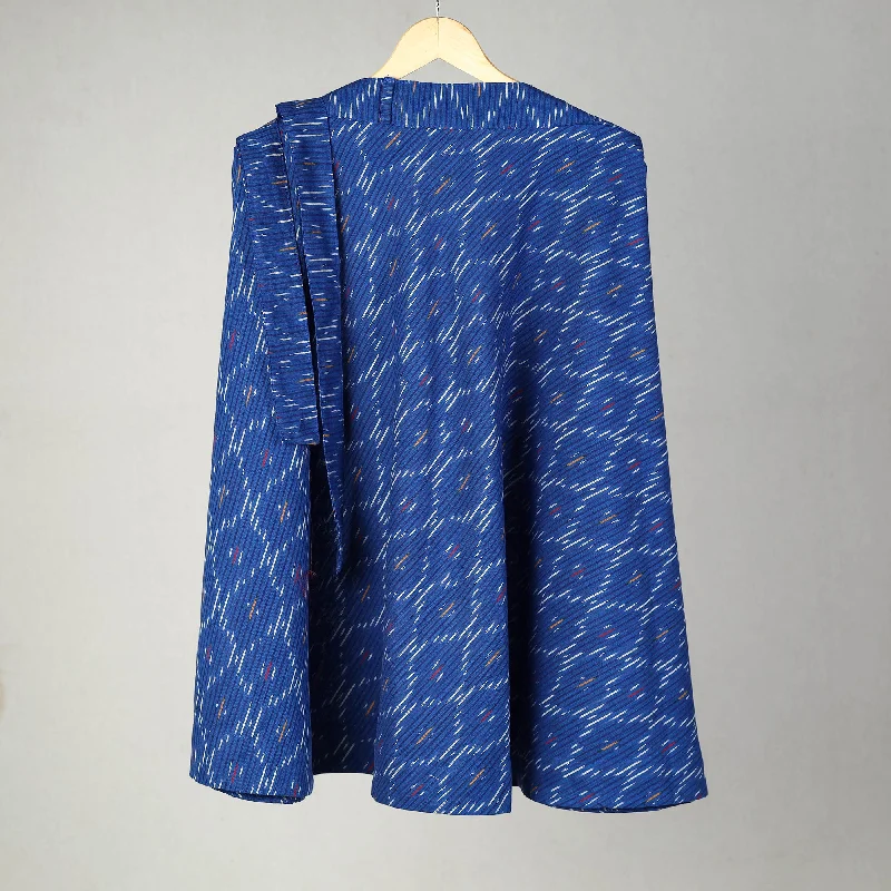 Blue - Handmade Cotton Wrap Around Pochampally Ikat Skirt 13