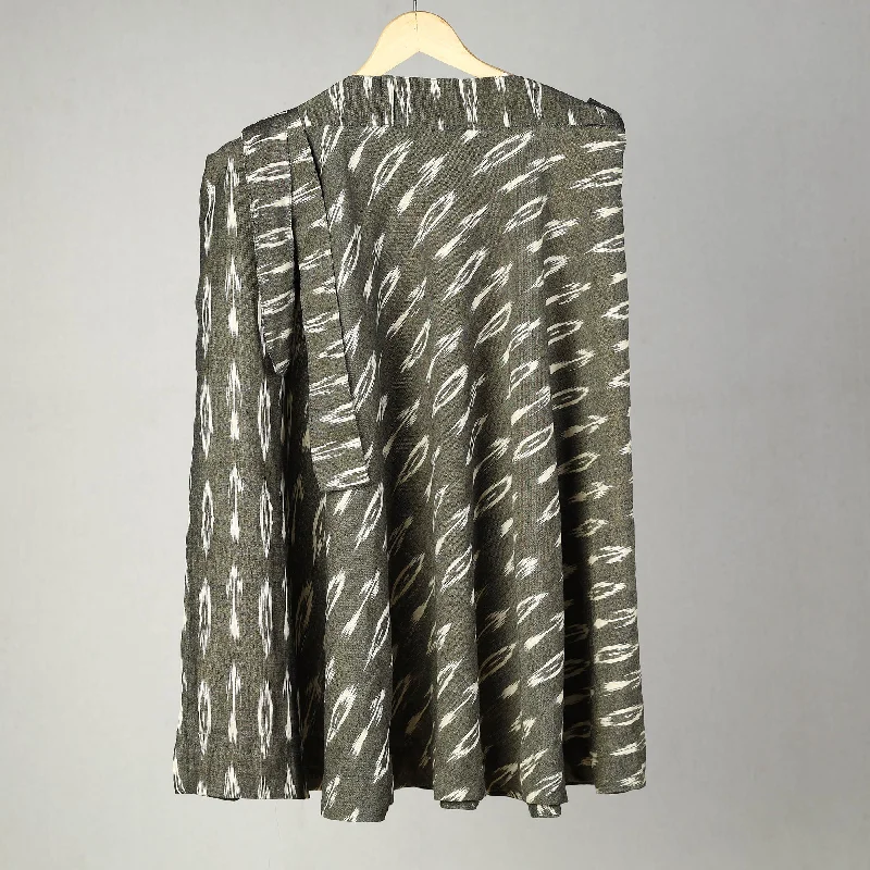 Grey - Handmade Cotton Wrap Around Pochampally Ikat Skirt 19