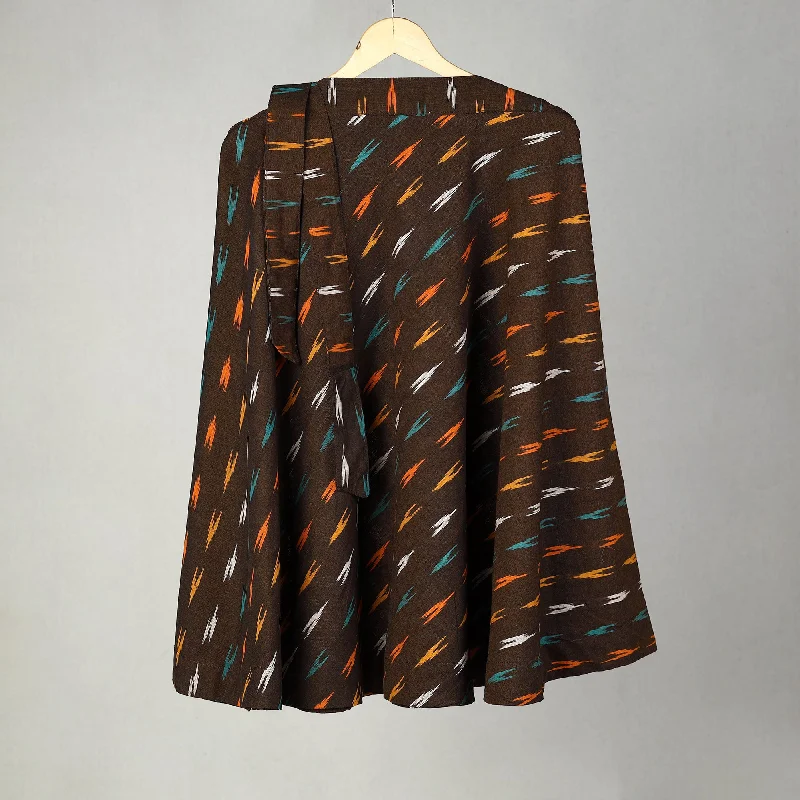 Brown - Handmade Cotton Wrap Around Pochampally Ikat Skirt 29