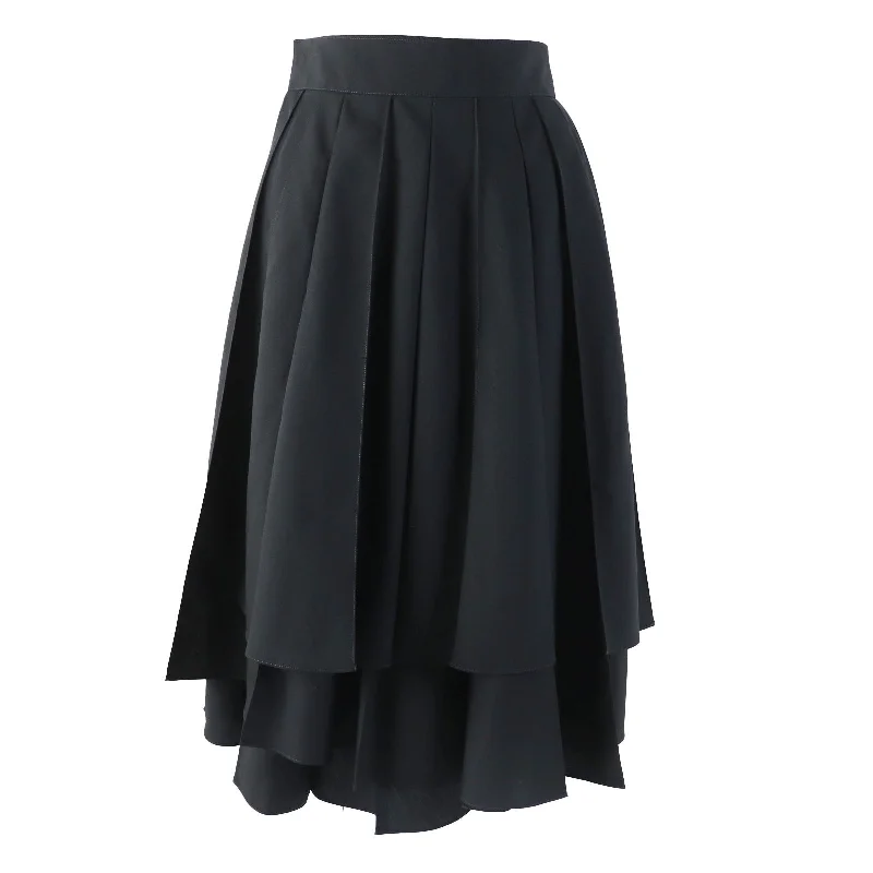 Hermes Wool Mohair Asymmetric Pleated Skirt