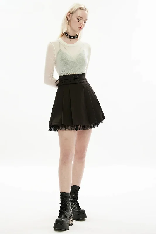 Women's Dark Daily Waist Pleated Gauze Style Personality with Detachable Waistband Skirt