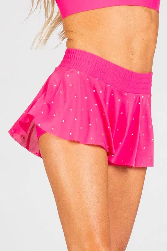 Mesh Overlay Skirt in Hyper Pink