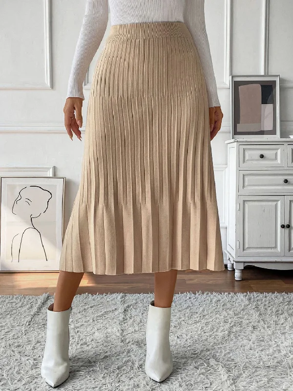 Perfee Pleated Midi Sweater Skirt floral skirt print