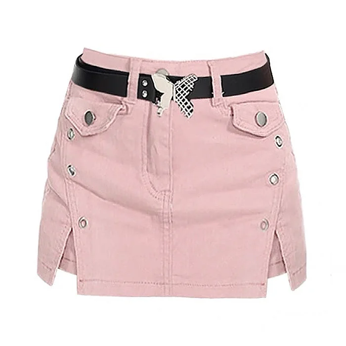 Pink Denim Skort with Butterfly Belt