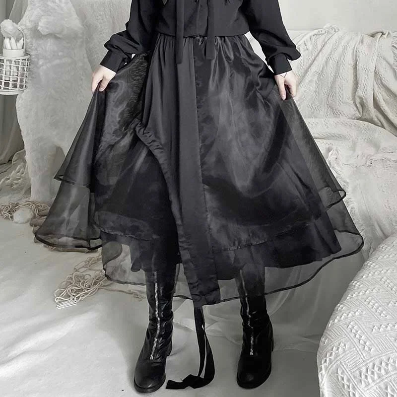 Rregular Layered Drawstring Pleated Skirt lightweight skirt design