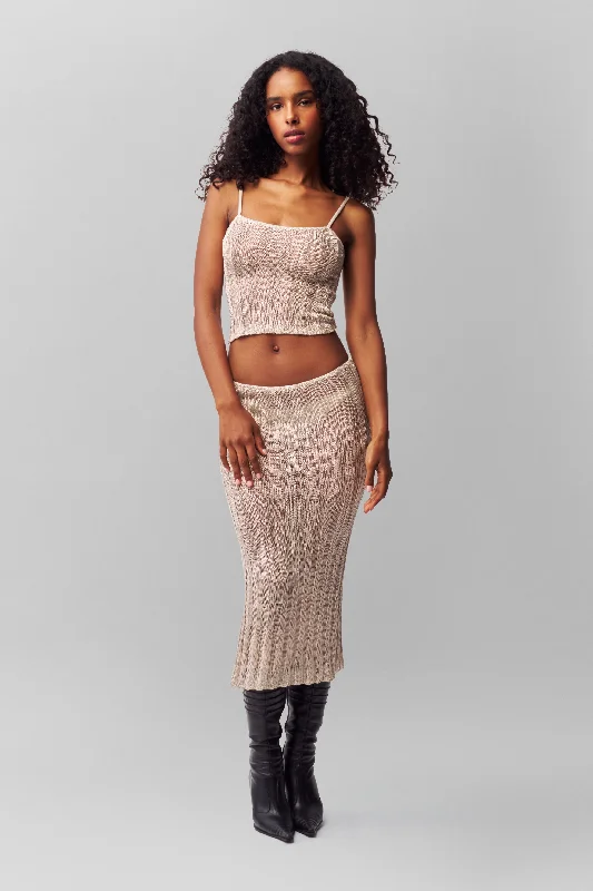 Slinky Rib Knit Midi Skirt