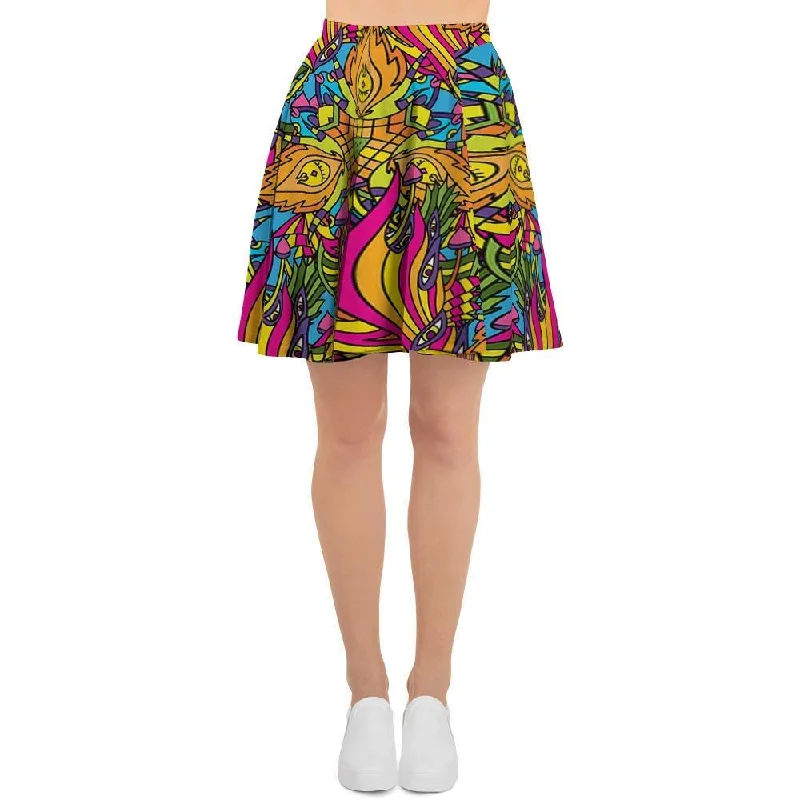 Trippy Hippie Flame Psychedelic Women's Skirt