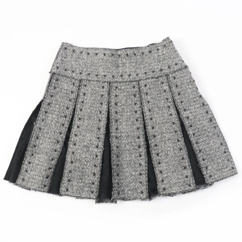 Valentino Wool Silk Tweed Skirt with Studs and Lace