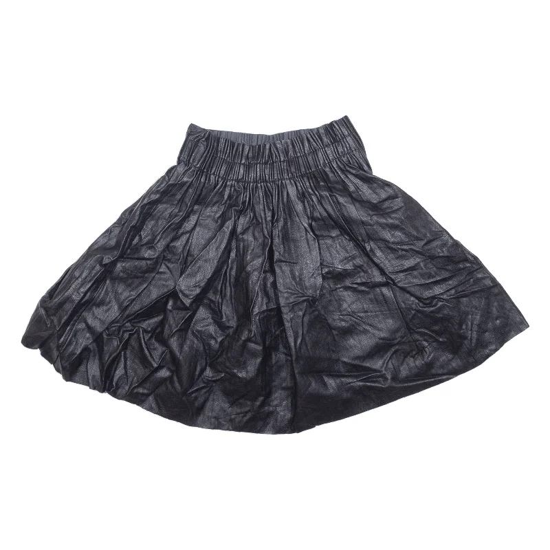 VOGUE FASHION Faux Leather Womens Pleated Skirt Black Short Viscose UK 4