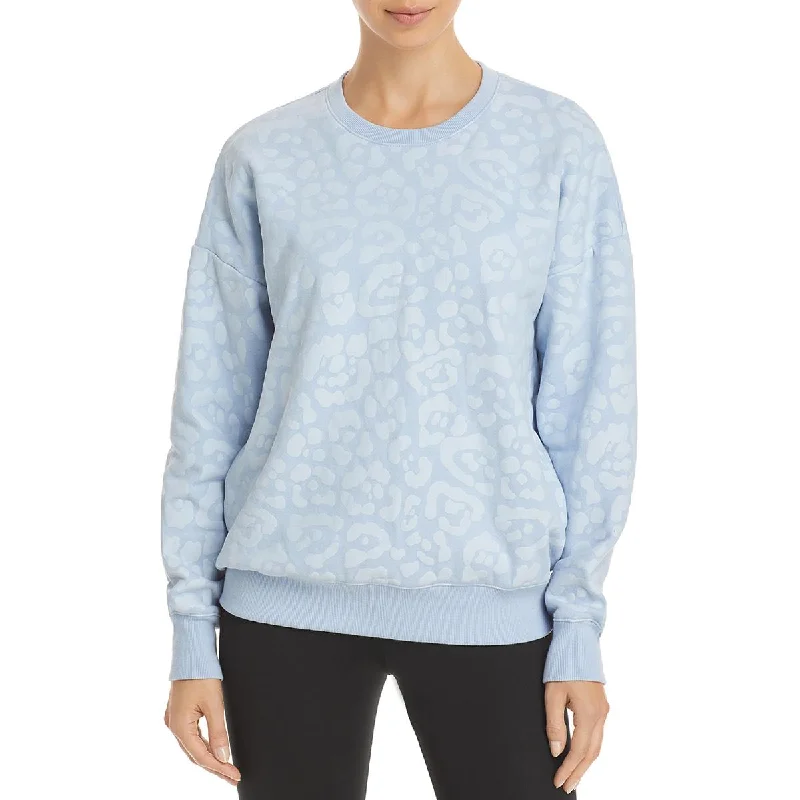 Aqua Womens Animal Print Ribbed Trim Sweatshirt