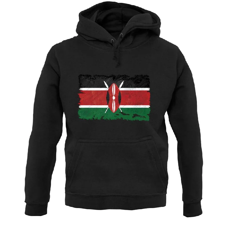 Kenya Grunge Style Flag Unisex Hoodie