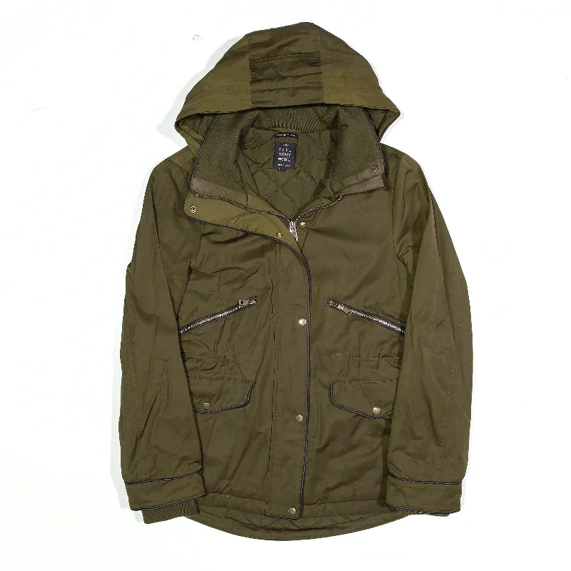 ZARA TRAFALUC Outerwear Khaki Green Hooded Parka Jacket Womens XS